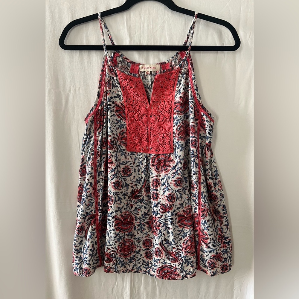 Floral Camisole Top w Crochet Detail